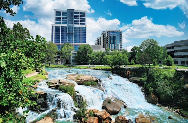 Falls Park on the Reedy waterfall in downtown Greenville, SC