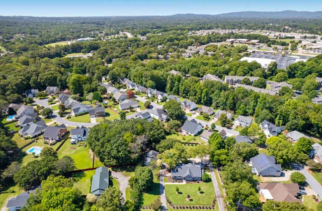 Aerial view of residential neighborhood in Greer, SC
