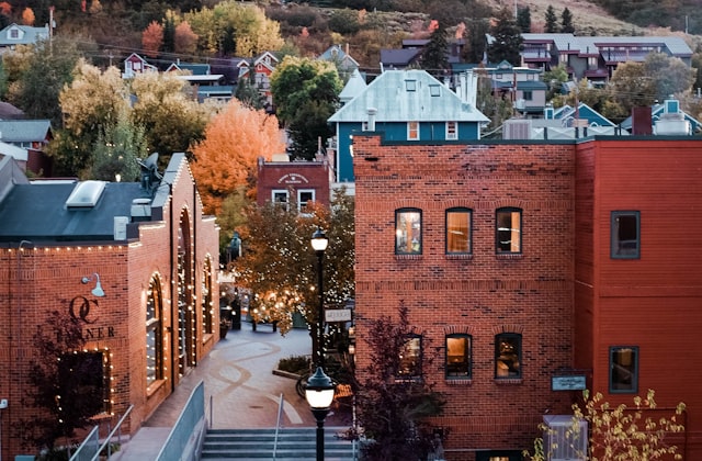 Charming downtown Simpsonville, SC with brick buildings